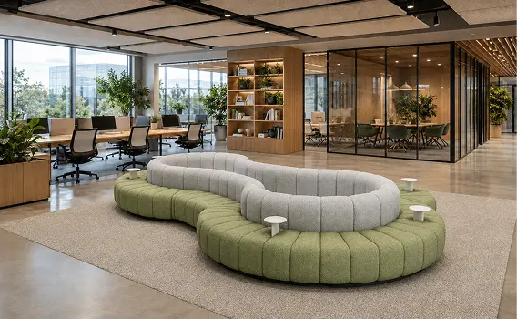 Common office area fitted out with standardized furniture