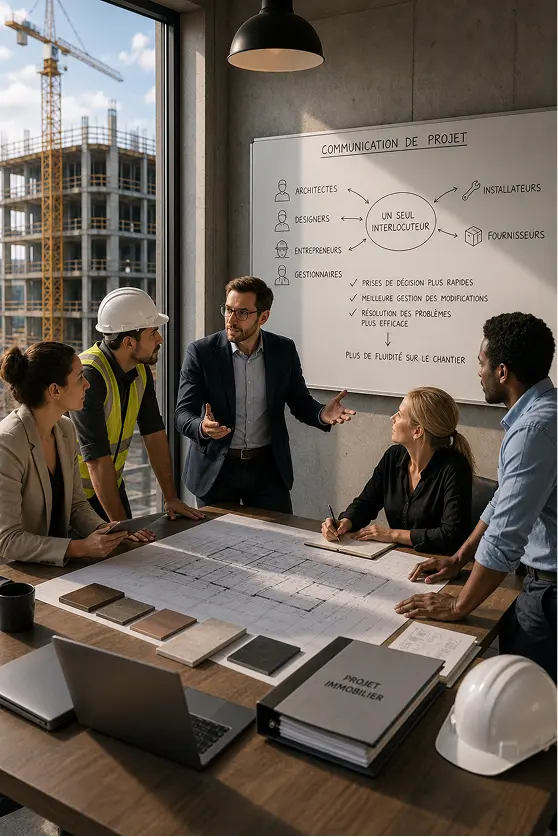 Coordination meeting around the plans of a real estate project